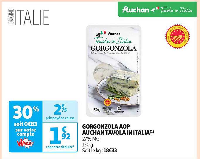 gorgonzola aop auchan tavola in italia