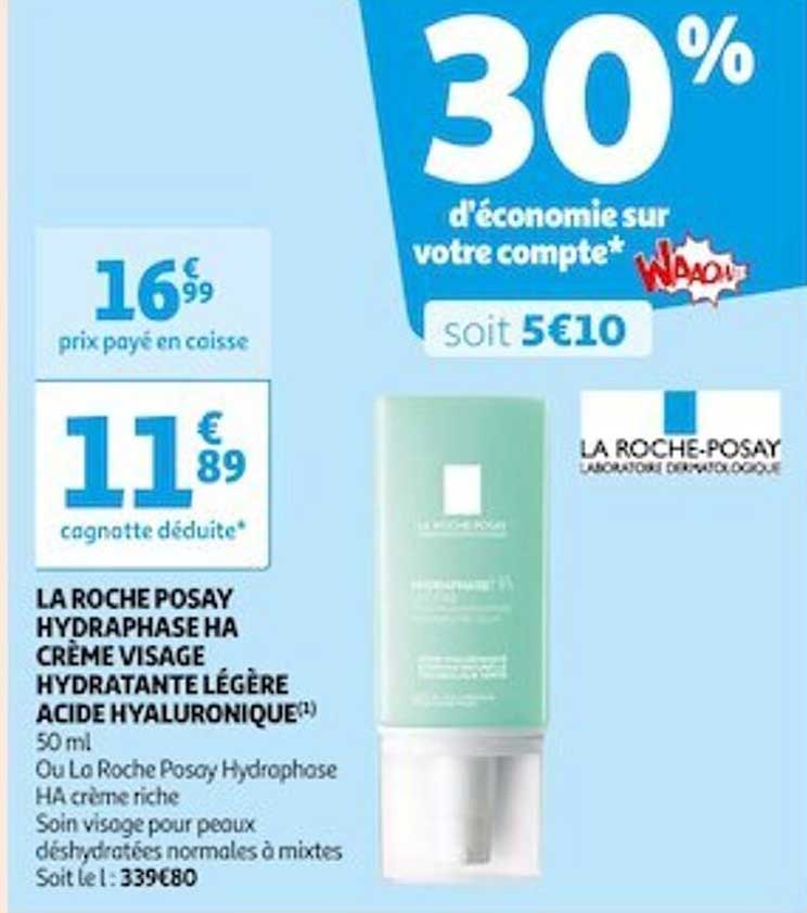la roche posay hydraphase ha crème visage hydratante légère acide hyaluronique