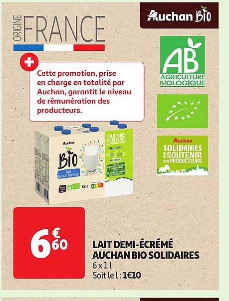 lait demi-écrémé auchan bio solidaires