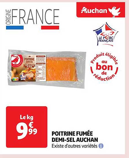 poitrine fumée demi-sel auchan