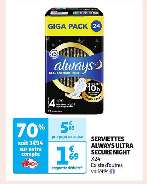 Serviettes Always Ultra Secure Night