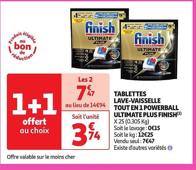 tablettes lave-vaisselle tout en 1 powerball ultimate plus finish