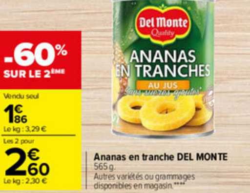 ananas en tranche del monte