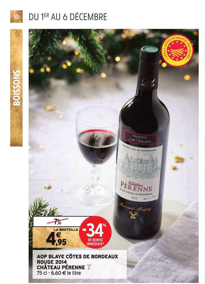 aop blaye côtes de bordeaux rouge 2014 château pérenne -34% de remise immédiate