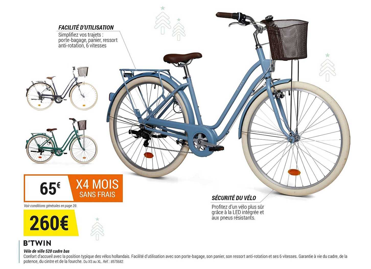 b'twin vélo de ville 520 cadre bas