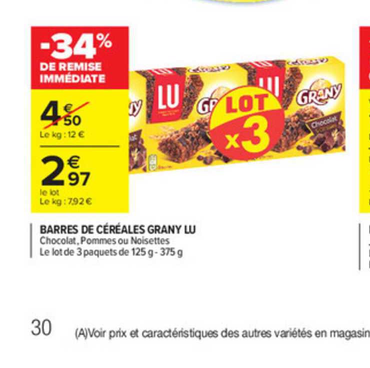 barres de céréales grany lu