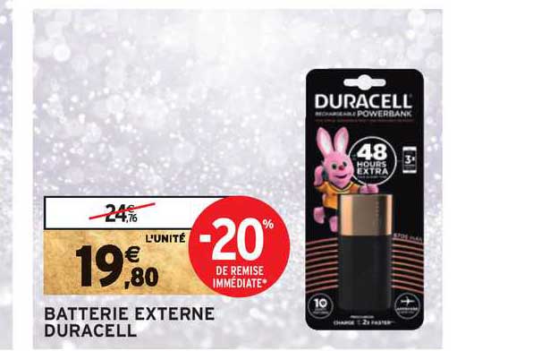 batterie externe duracelle -20% de remise immédiate