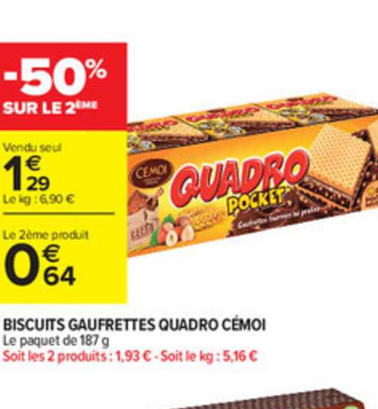 Biscuits Gaufrettes Quadro Cémoi