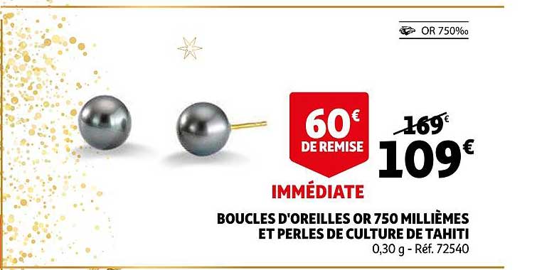 boucles d'oreilles or 750 millièmes et perles de culture de tahiti
