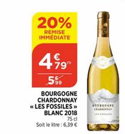 bourgogne chardonnay "les fossiles" blanc 2018 20% remise immédiate
