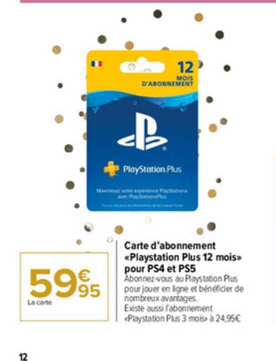carte d'abonnement «playstation plus 12 mois» pour ps4 et ps5