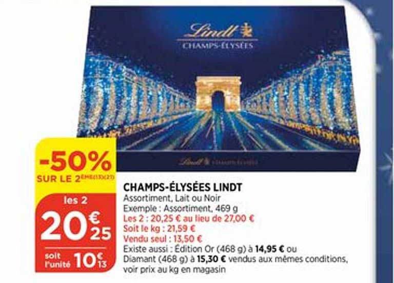 champs élysées lindt -50% sur le 2ème
