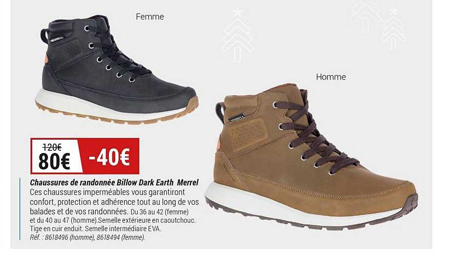 chaussures de randonnée billow dark earth merrel