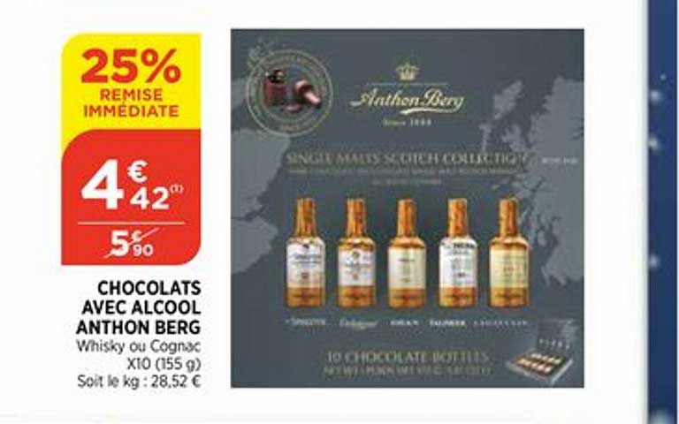 chocolats avec alcool anthon berg 25% remise immédiate