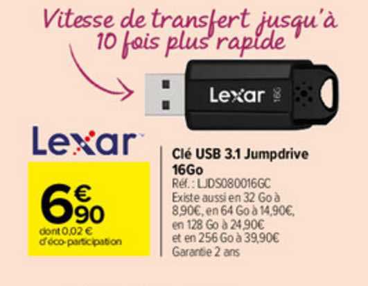 clé usb 3.1 jumpdrive 16go lexar