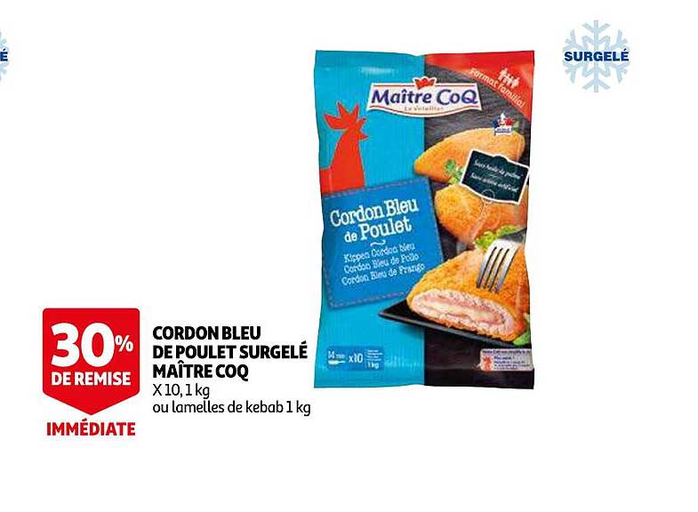 cordon bleu de poulet surgelé maître coq