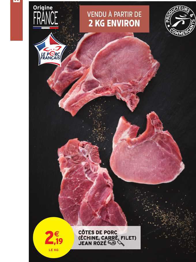 côtes de porc (échine carré filet) jean rozé