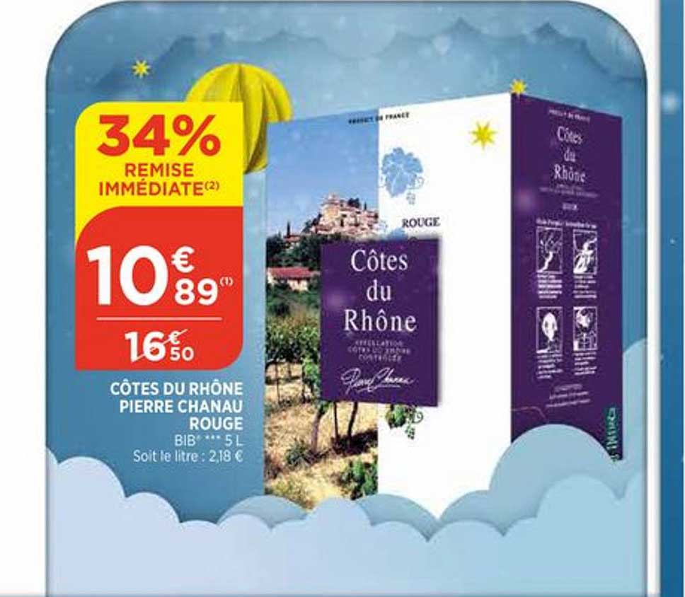 côtes du rhône pierre chanau rouge 34% remise immédiate