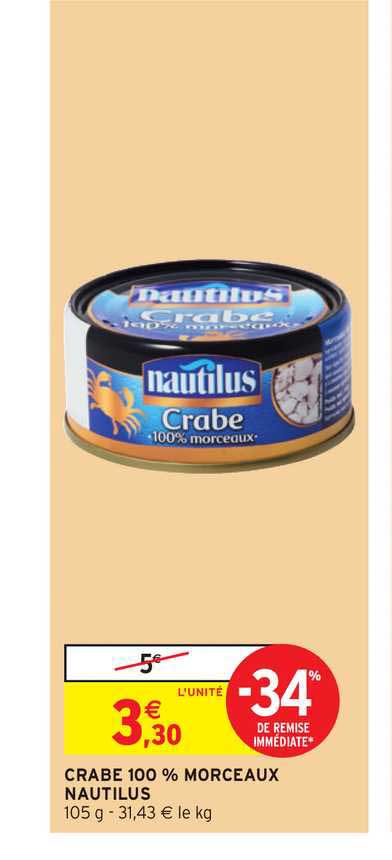 crabes 100% morceaux nautilus -34% de remise immédiate