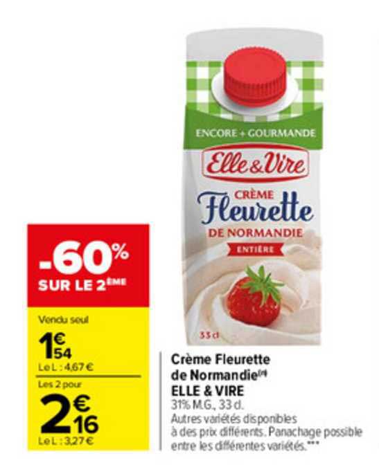 Crème Fleurette De Normandie Elle & Vire
