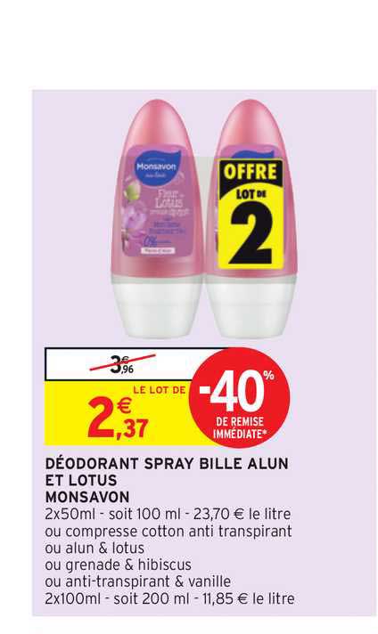 Déodorant Spray Bille Alun Et Lotus Monsavon -40% De Remise Immédiate
