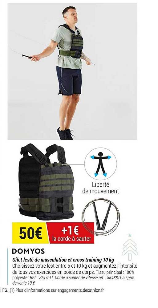 domyos gilet lesté de musculation et cross training 10 kg