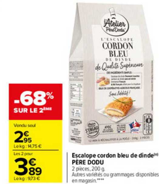 escalope cordon bleu de dinde père dodu