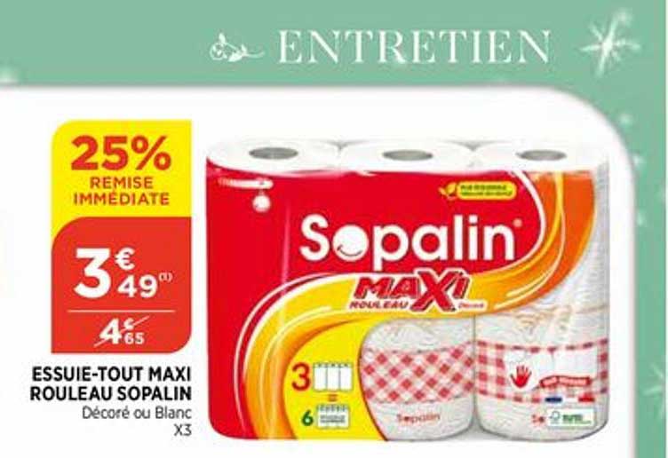 essuie tout maxi rouleau sopalin 25% remise immédiate