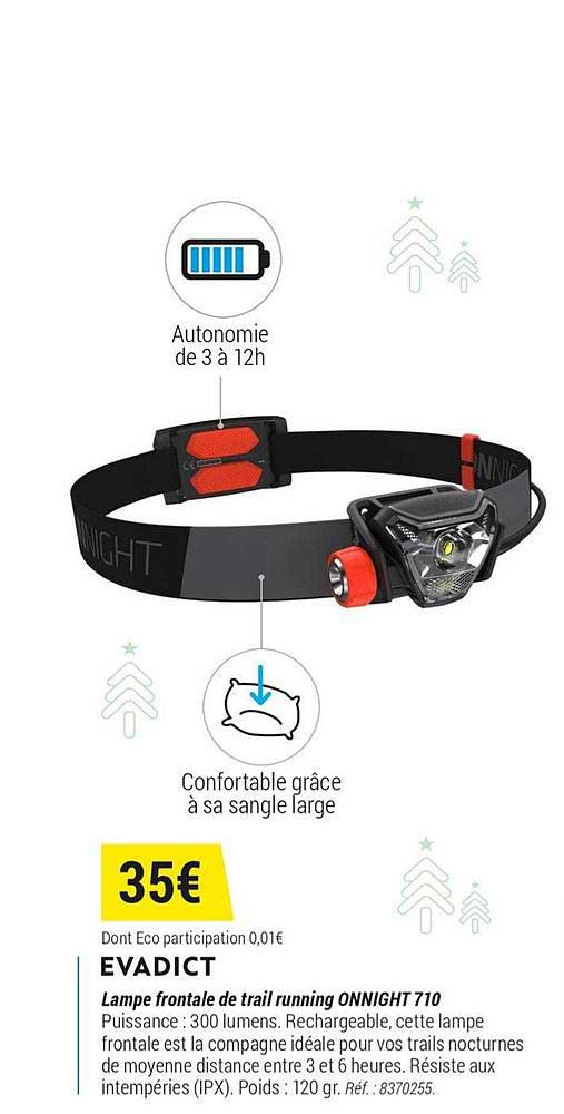 evadict lampe frontale de Trail running onnight 710