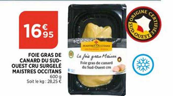 foie gras de canard du sud ouest cru surgelé maistres occitans