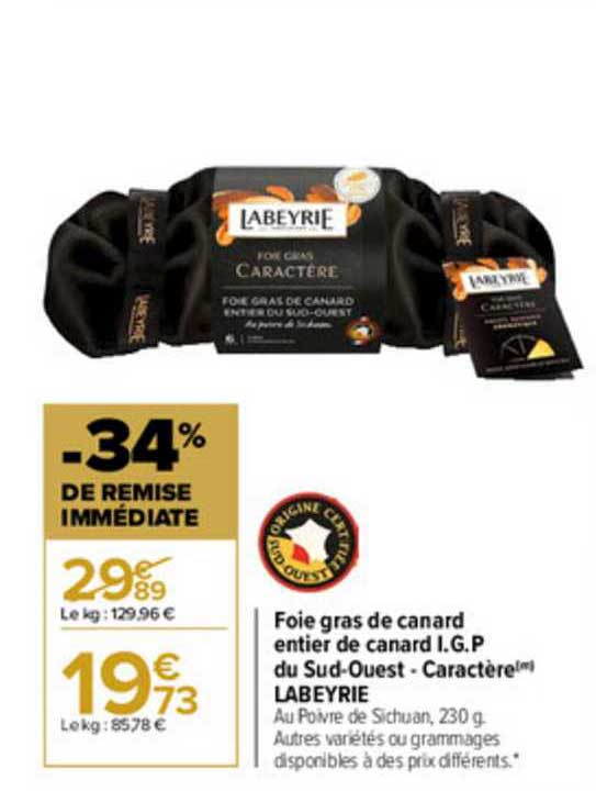 foie gras de canard entier i.g.p. du sud-ouest - caractère labeyrie