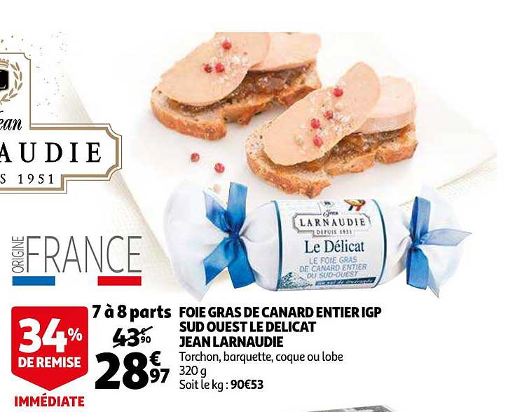 foie gras de canard entier igp sud ouest le délicat jean larnaudie
