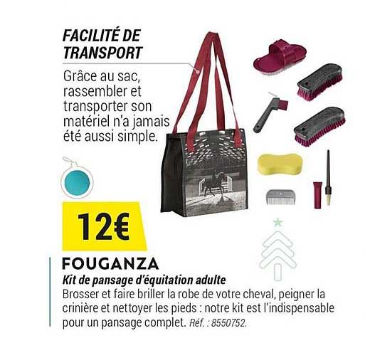 fouganza kit de pansage d'équitation adulte