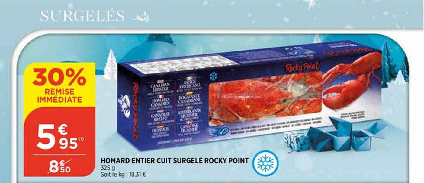 Homard Entier Cuit Surgelé Rocky Point 30% Remise Immédiate