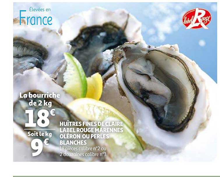 huîtres fines de claire label rouge marennes oléron ou perles blanches