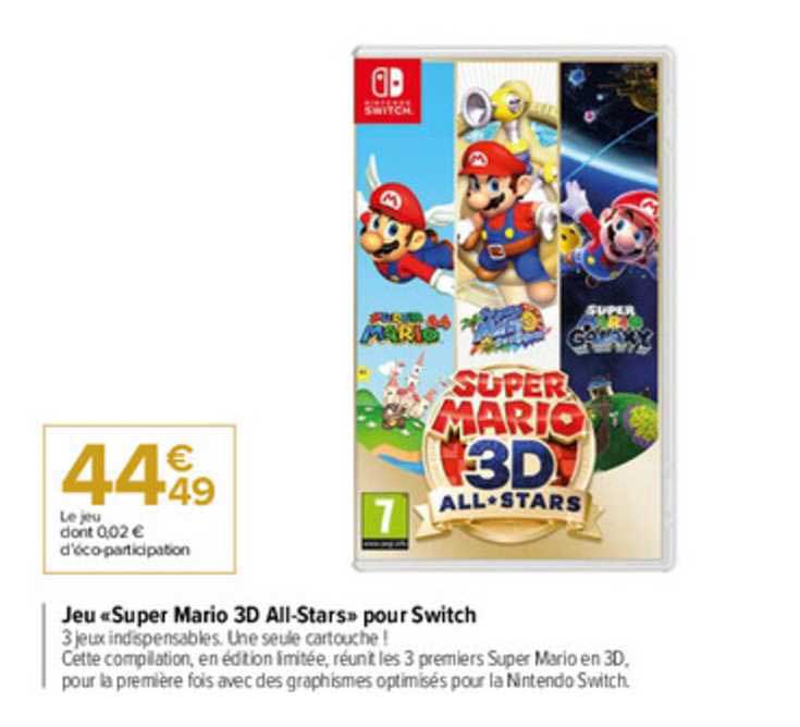jeu «super mario 3d all stars» pour switch