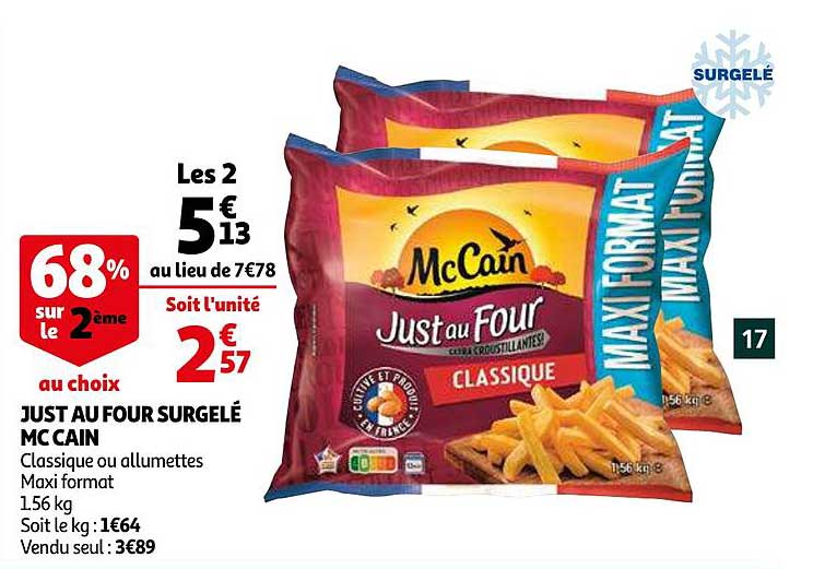 just au four surgelé mc cain