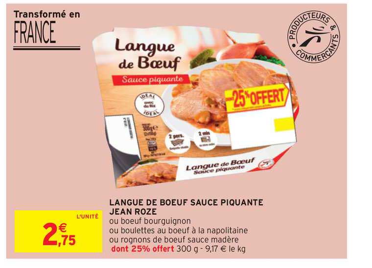 Langue De Bœuf Sauce Piquante Jean Rozé