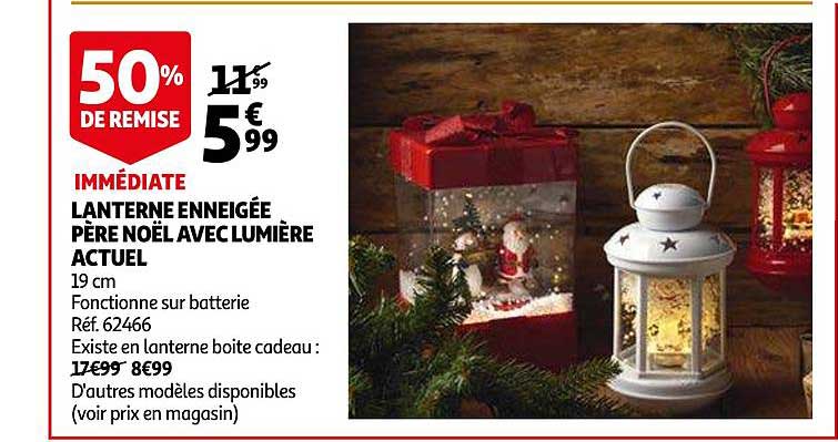 lanterne enneigée père noël avec lumière actuel