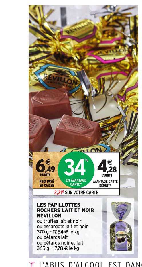 les papillottes rochers lait et noir révillon