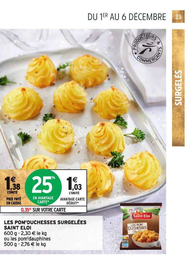 les pom'duchesses surgelées saint eloi