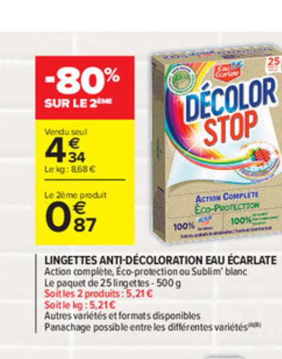 lingettes anti -décoloration eau écarlate
