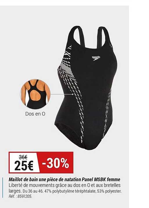 maillot de bain une pièce de natation panel msbk femme