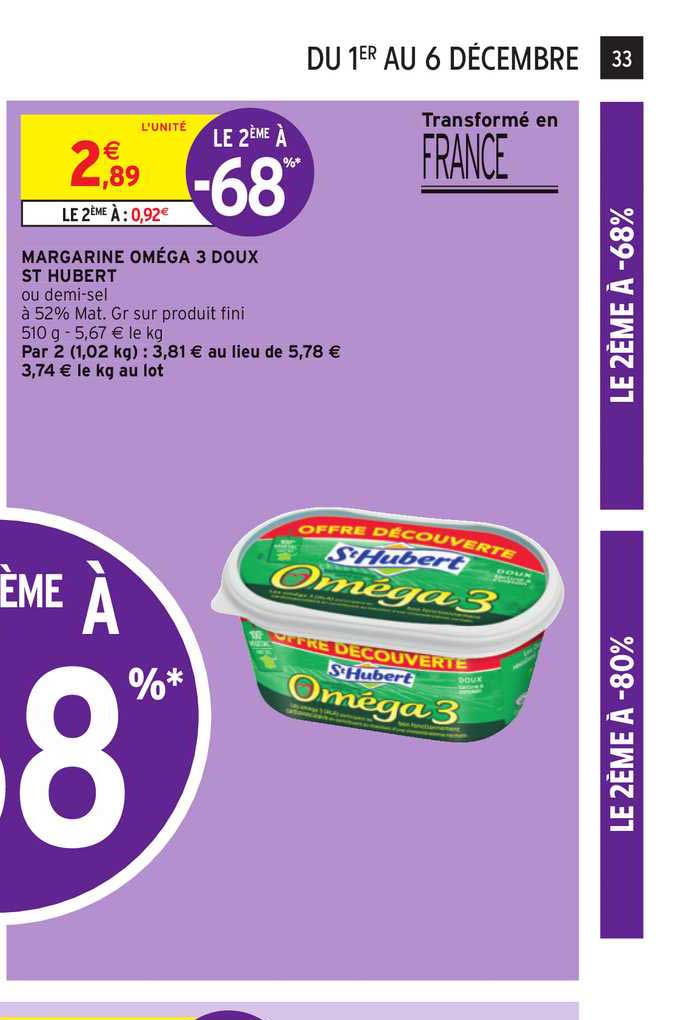 margarine oméga 3 doux st hubert le 2ème à -68%