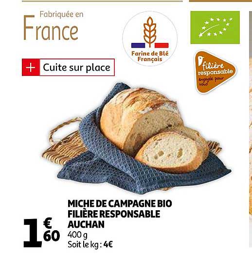 Miche De Campagne Bio Filière Responsable Auchan