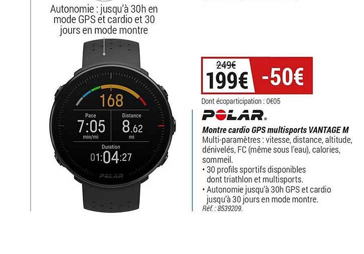 montre cardio gps multisports vantage m .