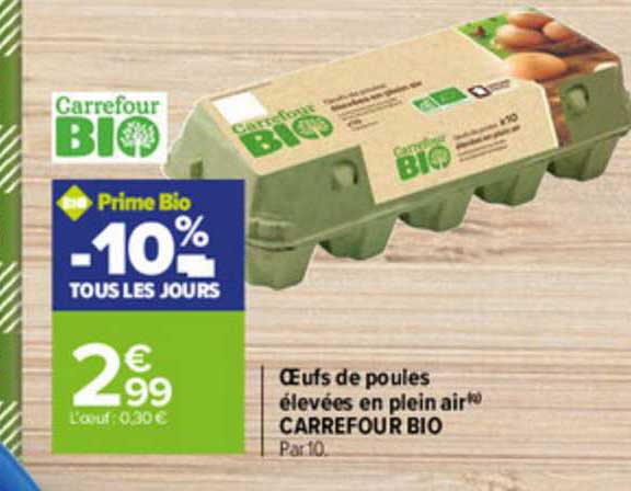 œufs de poules élevées en plein air carrefour bio