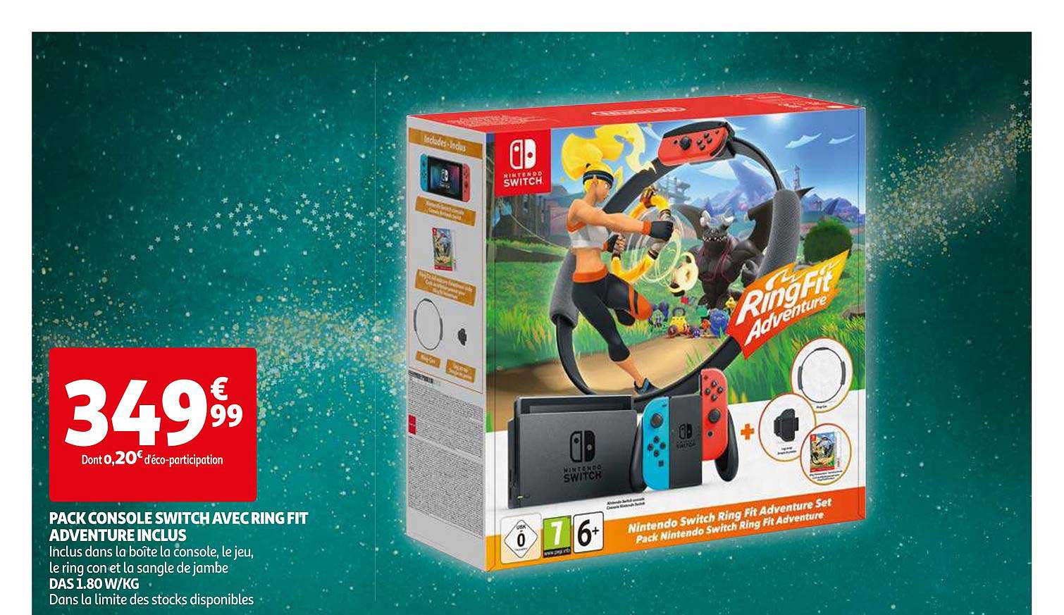 pack console switch avec ring fit adventure inclus