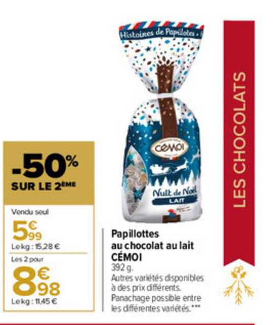 papillotes au chocolat au lait cémoi