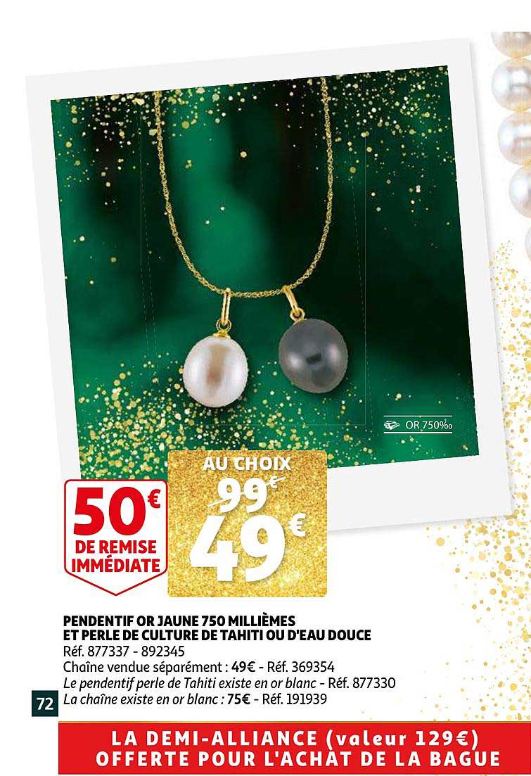 pendentif or jaune 750 millièmes et perle de culture de tahiti ou d'eau douce